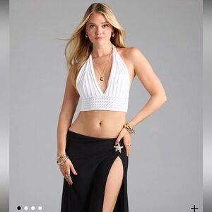 Windsor White Crochet Halter Crop Top